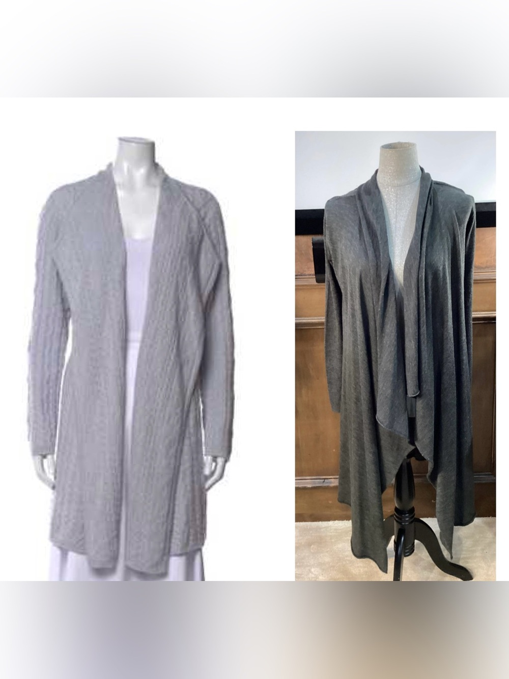 LIKE NEW SIZE S OVERSIZED Neiman Marcus Gray Draped Open-Front Cardigan